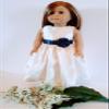 18" Doll Dress - Ivory and Navy Satin Handmade Doll Dress fits American Girl dolls view 3