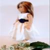 18" Doll Dress - Ivory and Navy Satin Handmade Doll Dress fits American Girl dolls view 4