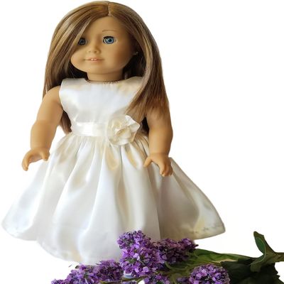 18" Doll Dress - Ivory Satin Handmade Doll Dress fits American Girl dolls