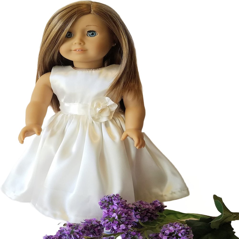 18" Doll Dress - Ivory Satin Handmade Doll Dress fits American Girl dolls