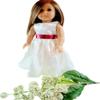18" Doll Dress - Ivory and Maroon Burgundy Wine Satin Handmade Doll Dress fits American Girl dolls view 1