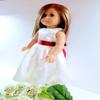 18" Doll Dress - Ivory and Maroon Burgundy Wine Satin Handmade Doll Dress fits American Girl dolls view 2