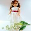 18" Doll Dress - Ivory and Maroon Burgundy Wine Satin Handmade Doll Dress fits American Girl dolls view 3