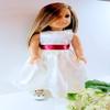 18" Doll Dress - Ivory and Maroon Burgundy Wine Satin Handmade Doll Dress fits American Girl dolls view 4
