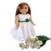 18" Doll Dress - Ivory and Green Satin Handmade Doll Dress fits American Girl dolls view 1