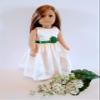 18" Doll Dress - Ivory and Green Satin Handmade Doll Dress fits American Girl dolls view 2