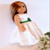 18" Doll Dress - Ivory and Green Satin Handmade Doll Dress fits American Girl dolls view 3