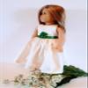 18" Doll Dress - Ivory and Green Satin Handmade Doll Dress fits American Girl dolls view 4