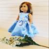 18" Doll Dress - Blue Satin Handmade Doll Dress fits American Girl dolls view 2