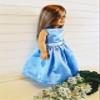 18" Doll Dress - Blue Satin Handmade Doll Dress fits American Girl dolls view 3
