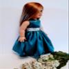 18" Doll Dress - Teal Satin Handmade Doll Dress fits American Girl dolls view 3