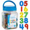 edxeducation Transparent Numbers Set - Mini Jar Set of 40 - Colorful, Plastic Numbers - Light Box Accessory - Sensory Play - Math Manipulative for Kids view 1