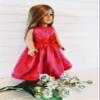 18" Doll Dress - Red Satin Handmade Doll Dress fits American Girl dolls view 2