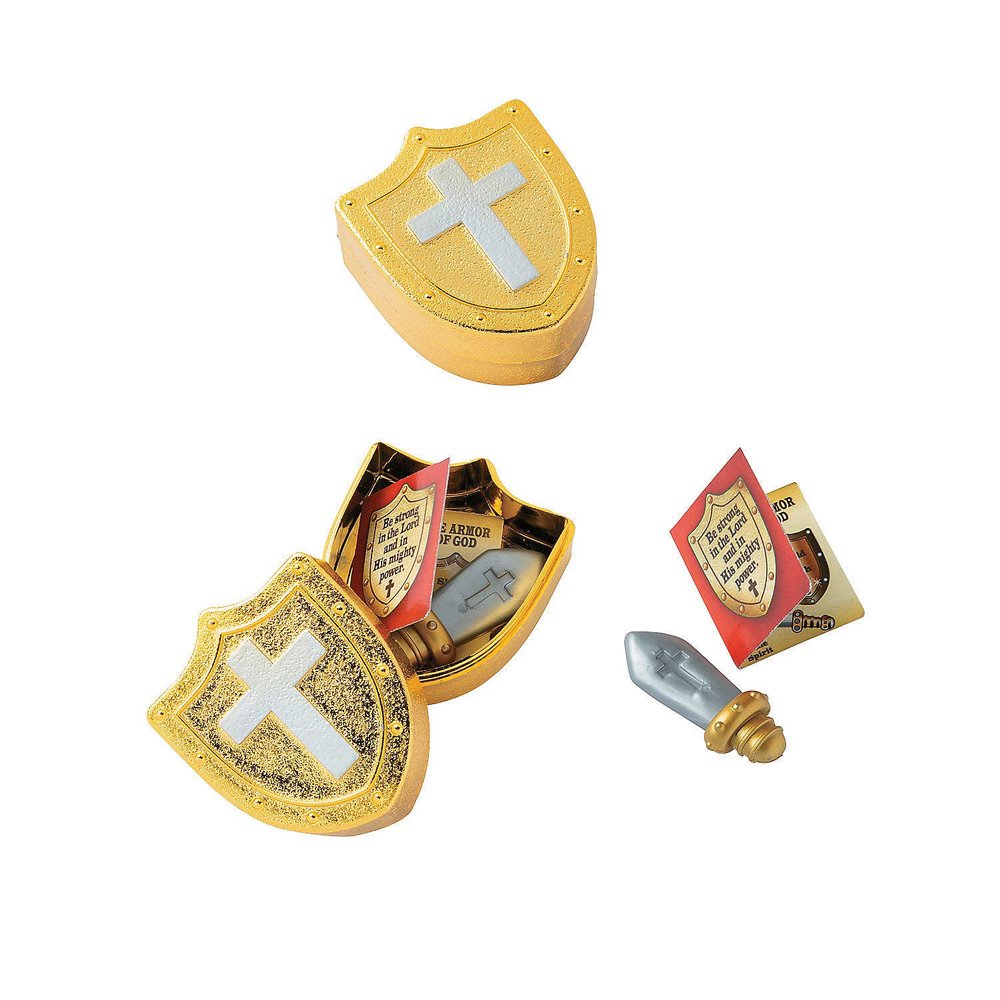 Fun Express Armor of God Toy-Filled Plastic Easter Eggs - Party Supplies - 12 Pieces