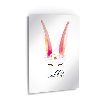 Smile Art Design Cute Rabbit Wall Decor White Background METAL PRINT Kids Room Decor Metal Wall Art Baby Room Decor Nursery Decor Made in the USA- 40x30