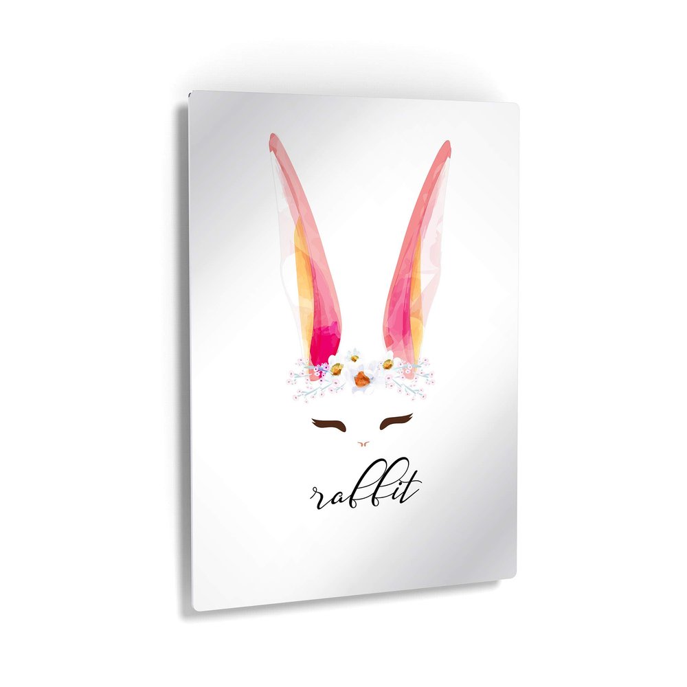 Smile Art Design Cute Rabbit Wall Decor White Background METAL PRINT Kids Room Decor Metal Wall Art Baby Room Decor Nursery Decor Made in the USA- 40x30