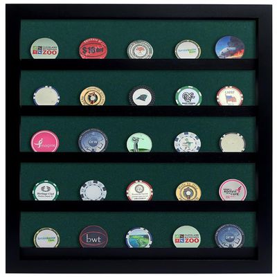 Golf Poker Chip Display Cabinet with Acrylic Cover | Holds 45 Poker Chips | 5 Color Options | Solid Hardwood | Made in The USA