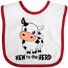 inktastic New To the Herd Cute Cow Baby Bib White and Red 34598 view 1