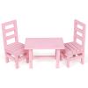 SM SunniMix 1/6 Doll Furniture, Wooden Square Chairs 3pcs/Set, Dollhouse Dining Room Living Room Decor, 12inch Doll Furnishings Model Toy, Pink view 1