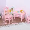 SM SunniMix 1/6 Doll Furniture, Wooden Square Chairs 3pcs/Set, Dollhouse Dining Room Living Room Decor, 12inch Doll Furnishings Model Toy, Pink view 2