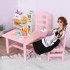 SM SunniMix 1/6 Doll Furniture, Wooden Square Chairs 3pcs/Set, Dollhouse Dining Room Living Room Decor, 12inch Doll Furnishings Model Toy, Pink view 3