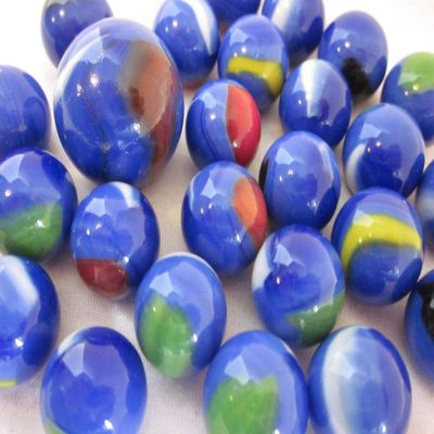 Big Game Toys~25 Glass Marbles Coral Reef Blue/Orange/Yellow Swirl Classic Style Game Pack (24 Player, 1 Shooter) Decor/Vase Filler/Aquarium