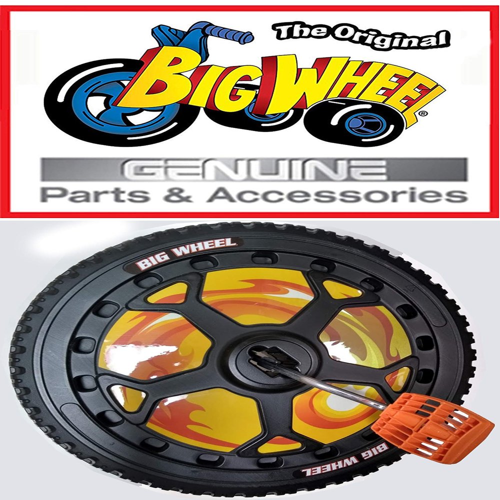Front Wheel Assembly with Orange Pedals for 16" The Original Big Wheel Original Replacement Part