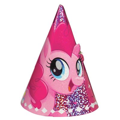 My Little Pony Paper Cone Hats with Prismatic Design - 8pc / 4", Pink/Purple/Multicolor, One Size