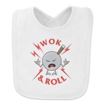 Wok and Roll Rock Funny Humor Baby Bib
