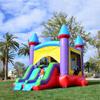 HeroKiddo 14x18 Jelly Bean Castle Inflatable Bounce House with Dual Lane Slide,14.5' Tall Commercial PVC Bouncer with Basketball Hoop and Blower for Kids, Adult and Rental Use, Indoor & Outdoor view 2