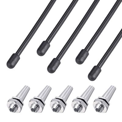 uxcell RC Antenna Tube Black with Silver Mount and Cap for RC Boat 5pcs