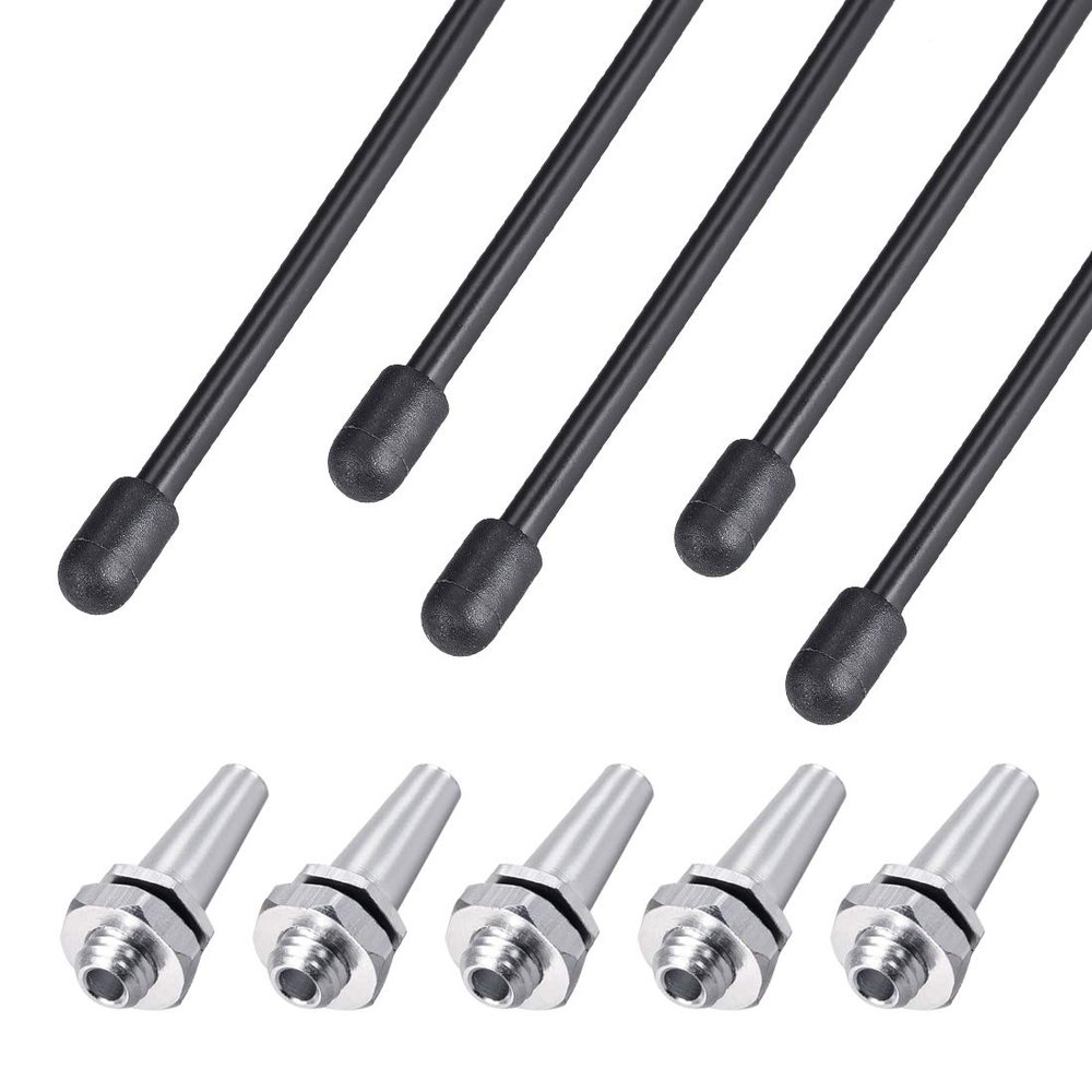 uxcell RC Antenna Tube Black with Silver Mount and Cap for RC Boat 5pcs