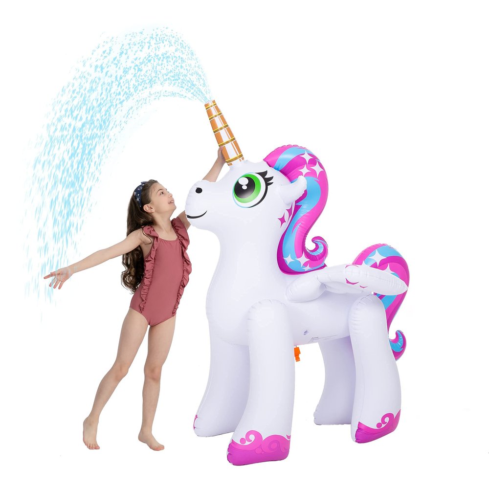 JOYIN 48 Inflatable Yard Sprinkler with Unicorn Design, Inflatable Water Toy for Summer Outdoor Fun, Lawn Sprinkler Toy for Kids