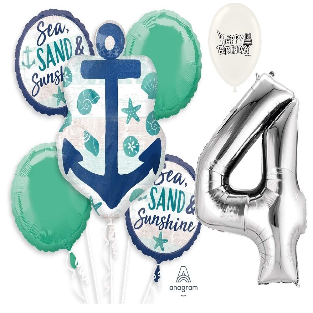 Ultimate Anchor Sea Sand & Sun 4th Birthday Party Event Bouquet of Balloons