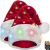 Winks Novelty Plush Santa Hat - Pack of 2 - Funny Christmas Hats for Kids & Adults with 20 Light Up, Color-Changing LED Lights and Batteries - Adult Size view 1