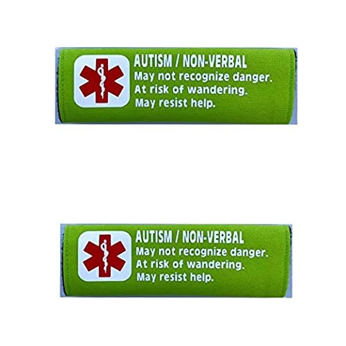 2 Pack Non-Verbal Autism Car Seat Harness - Backpack Strap Medical Alert Cover (Lime)