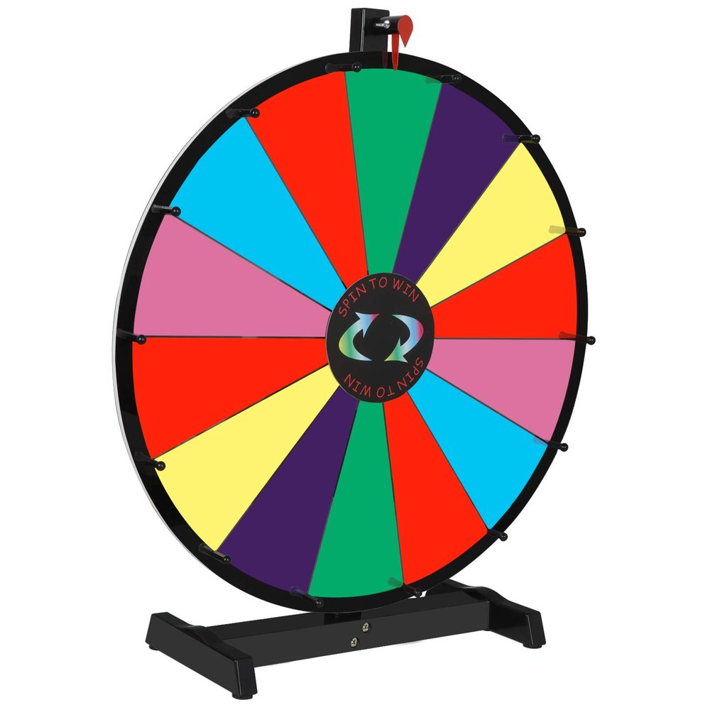 BBBuy Spinning Prize Wheel Spinner Stand with 14 Slots Color Face,Editable Dry Erase Maker & Eraser for Fortune Spin Game Carnival Tradeshow (24 Tabletop)