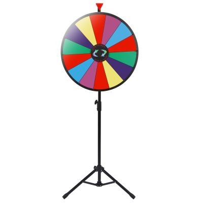 BBBuy 24" Color Spinning Prize Wheel Spinner Adjustable Stand with 14 Slots Color Face,Editable Dry Erase Maker & Eraser for Fortune Spin Game Carnival Tradeshow (24 Tripod Stand)