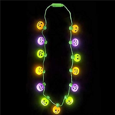 DollarItemDirect 25 inches Light-Up Assorted Color Jack-O-Lantern Necklace, Case of 24