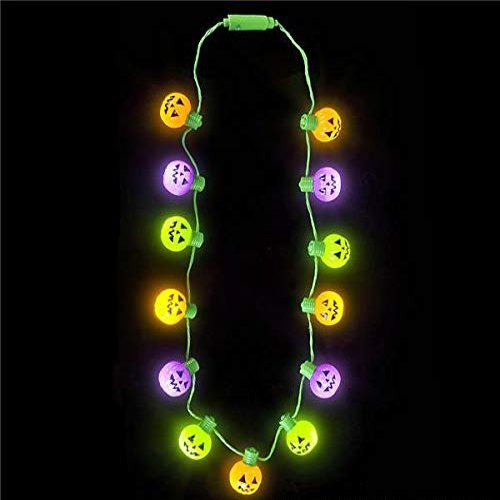 DollarItemDirect 25 inches Light-Up Assorted Color Jack-O-Lantern Necklace, Case of 48