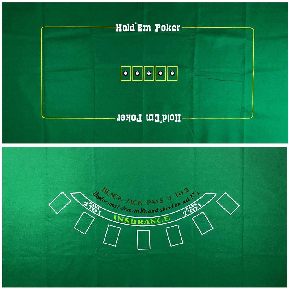 Cyber-Deals Blackjack & Texas Holdem Poker 2-Sided Premium Felt Layout 90cm x 180cm