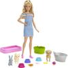 Barbie Play 'n Wash Pets Playset with 3 Color-Change Animals & 10 Toy Accessories, Blonde Fashion Doll with Blue Eyes view 1