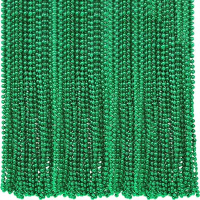 4E's Novelty St Patricks Day Beads Necklace Bulk (Pack of 72) Green Beads - Saint Pattys Gifts, 33 Inch 7mm Party Favor Supply, St Patricks Day Outfit Costume Dress UP Accessories Bulk Parade Throws