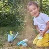 Janod Happy Garden - 5 Piece Sturdy Metal Gardening Playset with Watering Can, Rake, Trowel, and Fabric Gloves - Ages 3+ - J03187 view 3