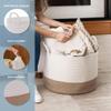 OrganiHaus Large Woven Storage Basket for Blankets and Toys 20" x 13" Inch, Rope Laundry Basket with Handles, Cushions & Pillows Storage Bin, Nursery Hamper, Soft Round Dog Toy Bin - Honey/Off-White view 3