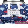 2-in-1 Shopping Cart and High Chair Cover for Baby~Padded~Fold'n Roll Style~Portable with Free Carry Bag (Blue Whale) view 3