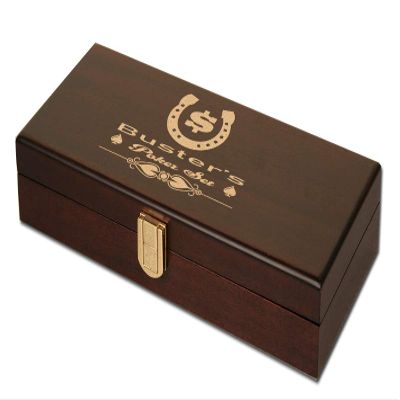 DA VINCI Mahogany Personalized Wood Poker Case with 100 Chip Capacity (Chips not included) (Horseshoe)