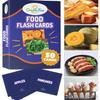 50 Food Double Sided Flash Cards - Nutritious Fruits, Heathly Vegetables, Yummy Desserts & Snacks - Educational Learning Picture Cards for Kids, Adults, Speech Therapy, ESL, ABA, Autism, Dementia view 1