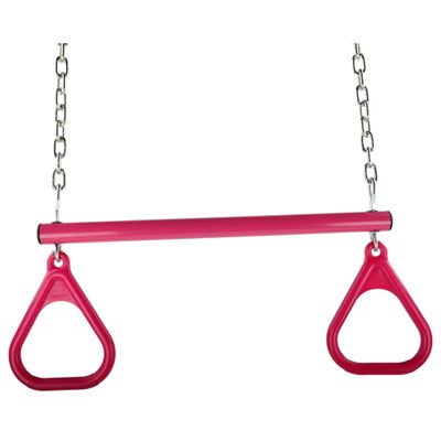 Swing Set Stuff Inc. Trapeze Bar with Rings and Uncoated Chain, Pink