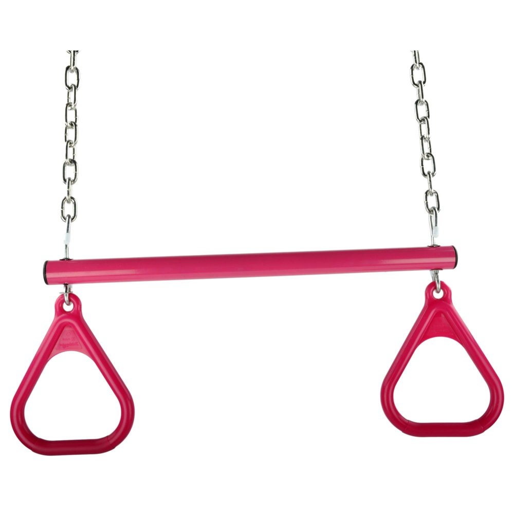 Swing Set Stuff Inc. Trapeze Bar with Rings and Uncoated Chain, Pink